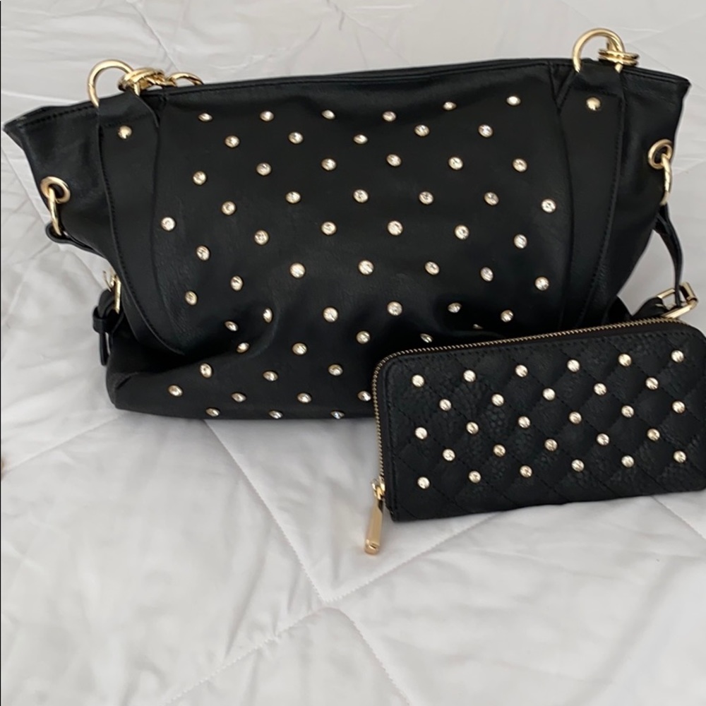 Black and gold rhinestone purse